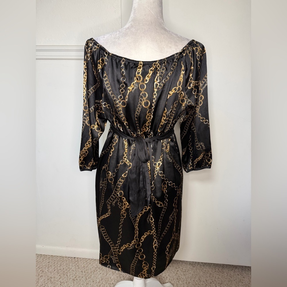 Guess Elegant Black Dress with Gold Chain Design size L - Picture 3 of 6